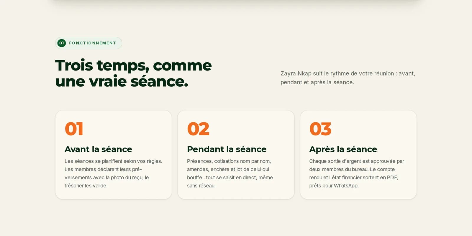 Avant, pendant et après la séance